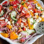 Tomato Salad with Red Onion, Dill, and Feta