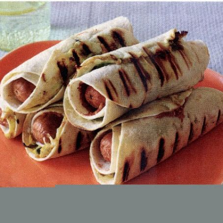 Pigs in Ponchos (Tortilla Wrapped Franks and Beans)