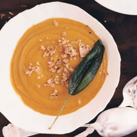Butternut Squash and Sage Soup with Sage Breadcrumbs