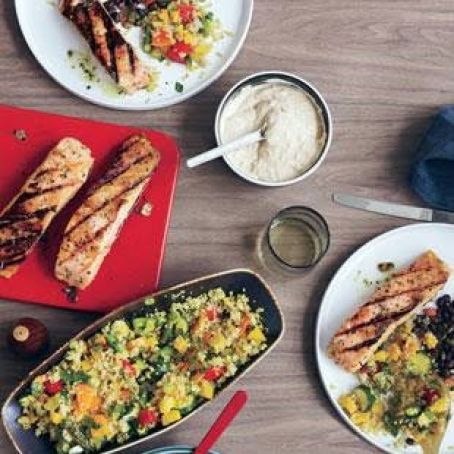 Grilled Salmon with Black Beans and Piment D'Espelette Mayonnaise