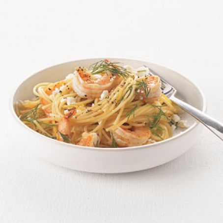 Spaghetti With Shrimp, Feta, and Dill