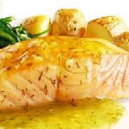 Sear-roasted Salmon with Lemon-Rosemary Butter Sauce