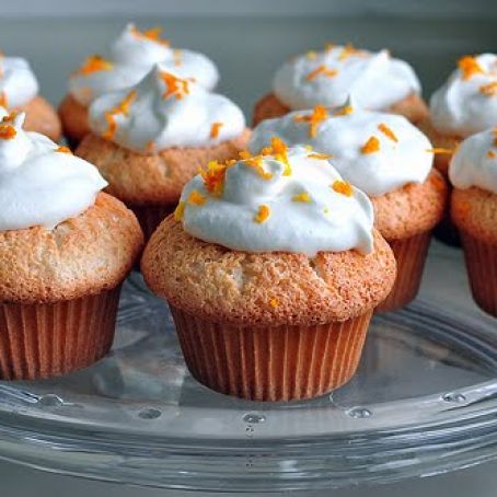 Orange Angel Food Cupcakes with Whipped Cream Frosting