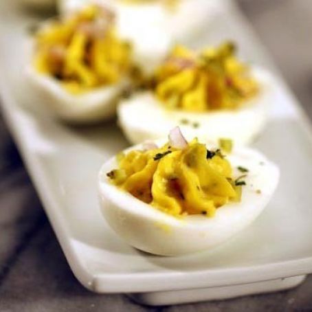 Deviled Eggs with Tarragon and Cornichons