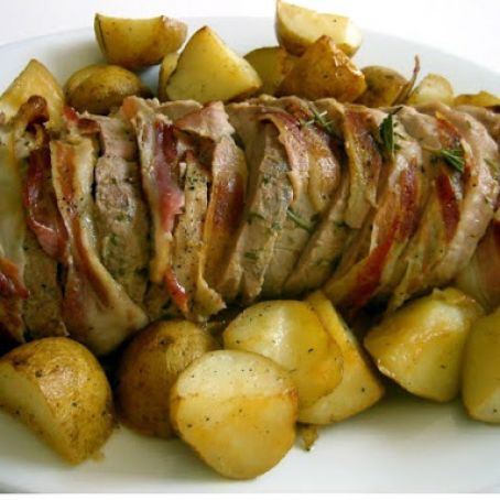 Pork Loin, Maple-Mustard Glazed with Roasted Potatoes
