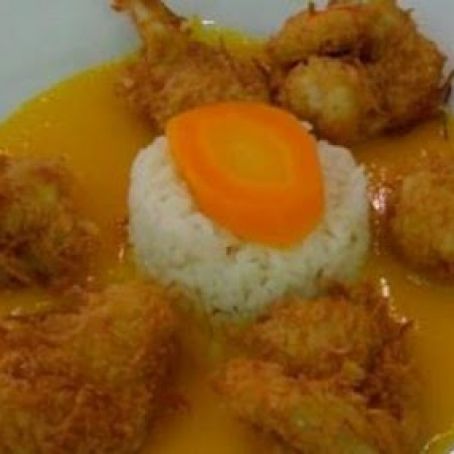 CAMARONES AL COCO EN SALSA DE MANGO
