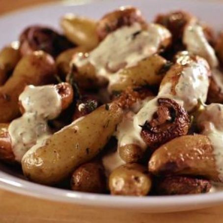 Sunny's Roasted Fingerlings and Mushrooms with a Mustard Cream Sauce