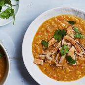 Curried Yellow Split Pea Soup with Spiced Coconut