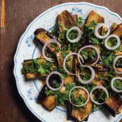 Eggplant: .Badridzhani Nigvsit (Fried Eggplant with Walnut Sauce)