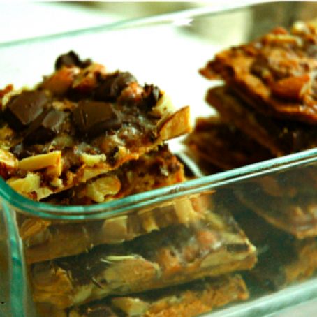 Salted Toffee-Chocolate Graham Cracker Squares