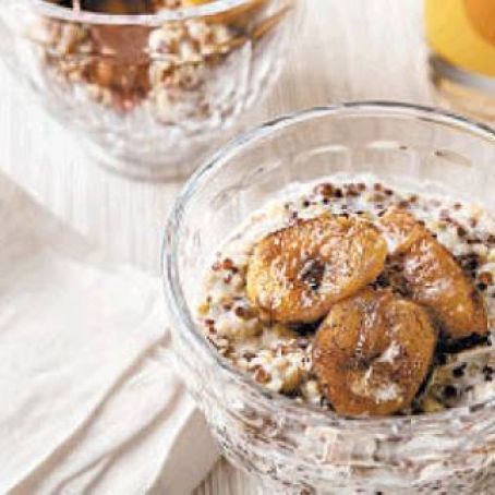 Breakfast grain bowls with caramelized bananas