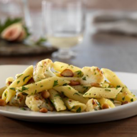 Penne with Cauliflower, Toasted Pine Nuts and Romano Cheese