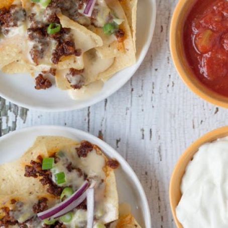 Chorizo Nachos with White Queso Sauce