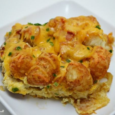 Cheesy Tater Tot Sausage and Bacon Casserole