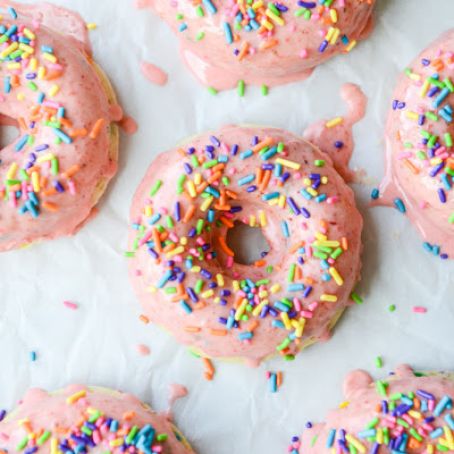 Strawberry Buttermilk Sprinkle Donuts