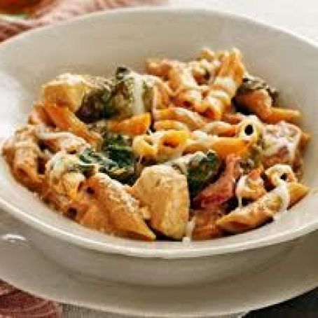 Three-Cheese Chicken Penne Pasta Bake