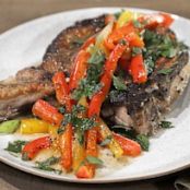 SMOTHERED PORK CHOPS WITH SWEET & SOUR PEPPERS