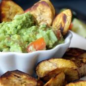 Easy Baked Plantain and Guacamole Dip