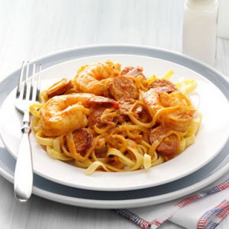 Shrimp Scampi Fettuccine with Andouille Butter