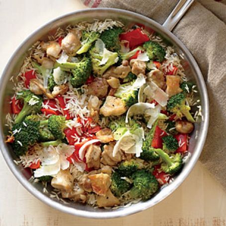 Chicken, Rice, and Parmesan Skillet