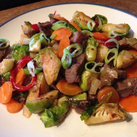 Brussels Sprouts & Steak Stir Fry