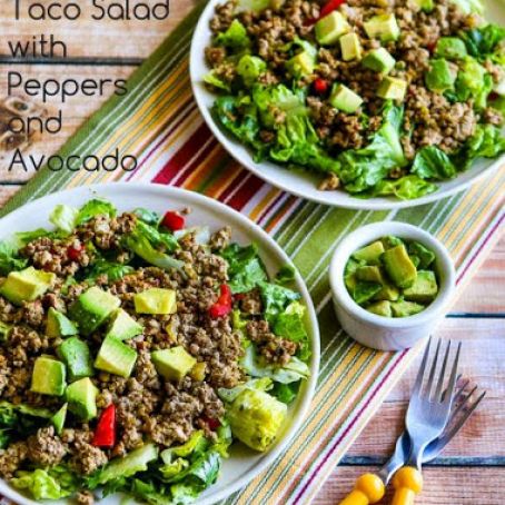 Green Chile Turkey Taco Salad with Peppers and Avocado