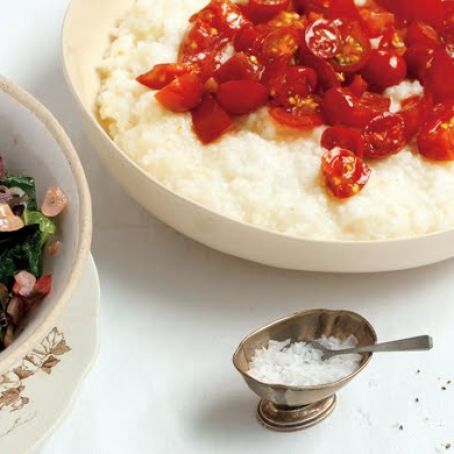 CREAMY RICE GRITS w/TOMATO RELISH