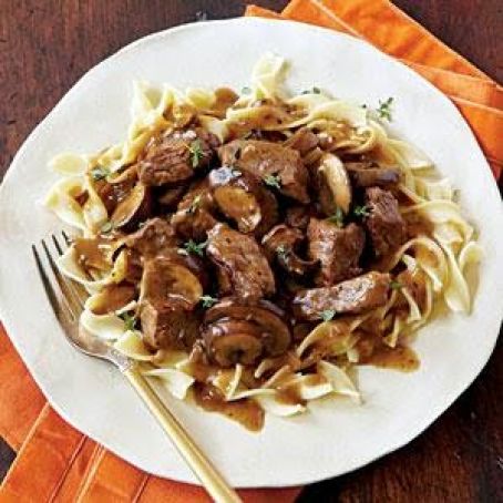 Steak Tips with peppered mushroom gravy