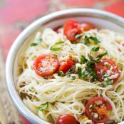 Angel Hair Pasta with Clams, Cherry Tomatoes, and Basil
