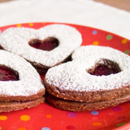Chocolate Raspberry Heart Sandwich Cookies