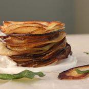 Crispy Apple Chips with Sage and Maple Vanilla Yogurt Dip