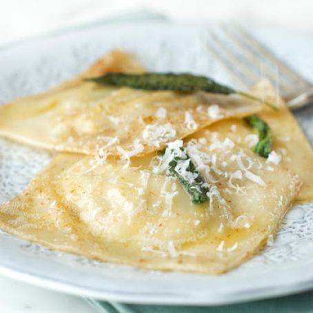 Artichoke and Mascarpone Ravioli with Brown Butter and Sage Sauce