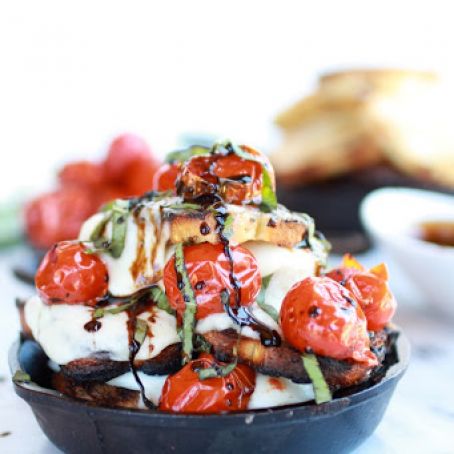 Caprese Nachos with Balsamic Glaze