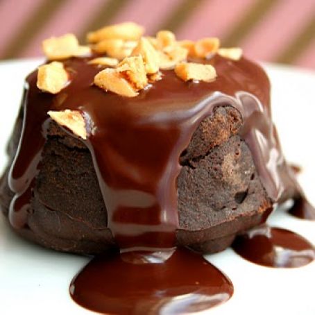 cake - Flourless Chocolate Cakes with Chocolate Peanut Butter Ganache