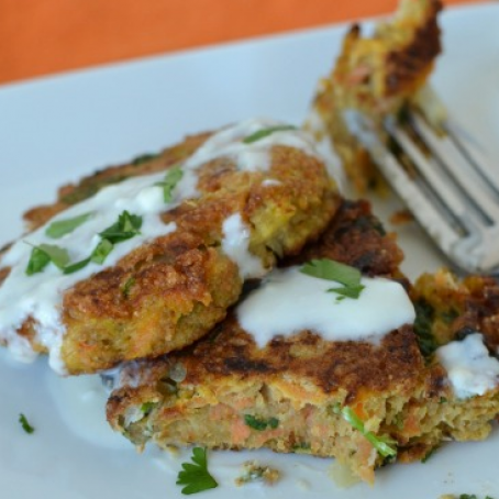 Carrot Fritters with Yogurt Sauce