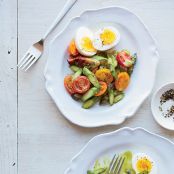 Raw Asparagus Salad with Tomatoes and Hard-Boiled Eggs