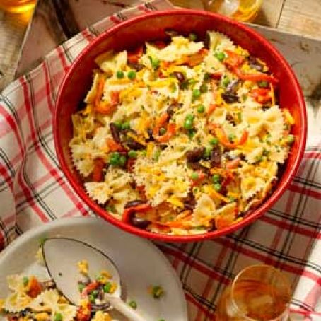 Grilled Red Pepper and Bow-tie Pasta Salad