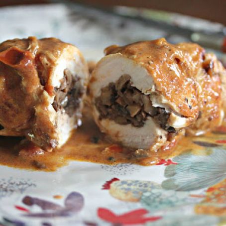 Mushroom Duxelles-Stuffed Chicken Paprikash