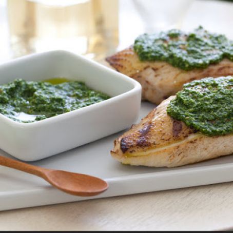 Grilled Chicken with Spinach and Pine Nut Pesto