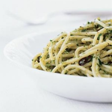 Pasta With Green Olive Pesto