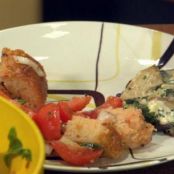 Spinach and Artichoke Stuffed Portabello Mushrooms with Tomato and Bread Salad