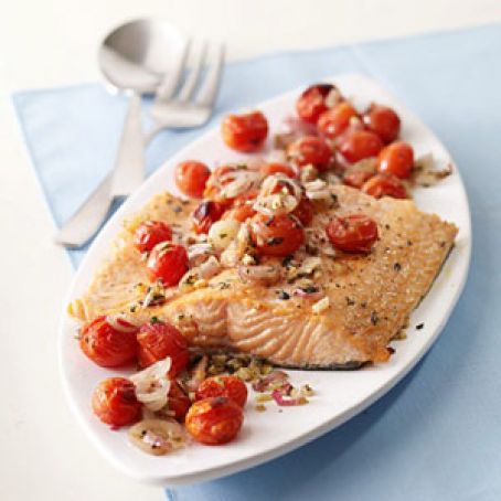 Salmon with Roasted Tomatoes and Shallots