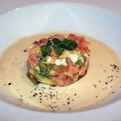 TARTA DE SALMON CON CREMA DE PORO