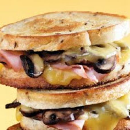 Onion Rye, Mushroom, Gouda & Ham Grilled Cheese