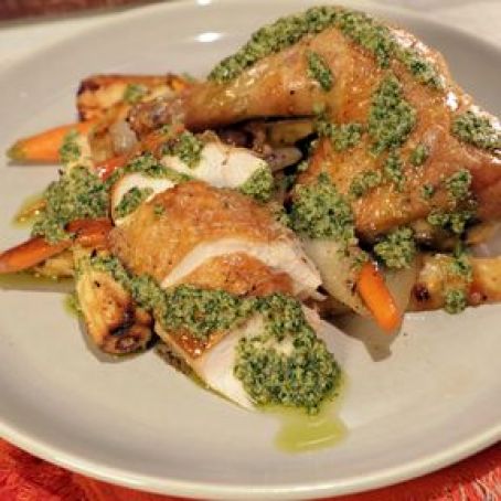 SPATCHCOCK ROASTED CHICKEN W/ CARROTS AND PARSNIPS