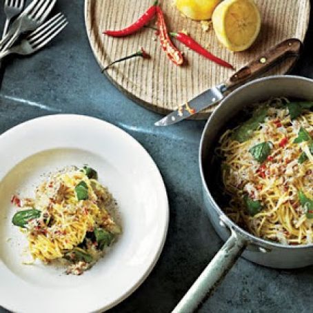 CRAB LINGUINI w/BASIL, LEMON & CHILE