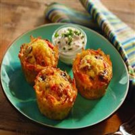 Hashbrown Potato Cups with Chive Sour Cream