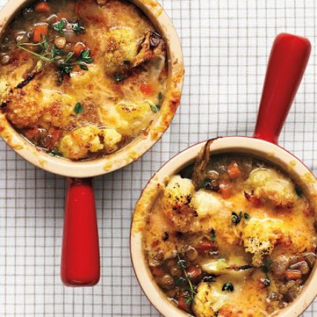 Lentil Soup with Cauliflower and Cheese