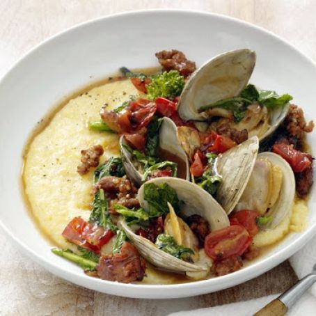 Sausage and Clams With Polenta