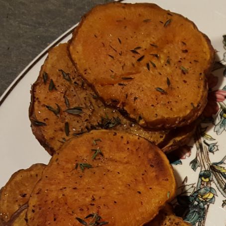 Roasted Sweet Potato Rounds with Fresh Thyme